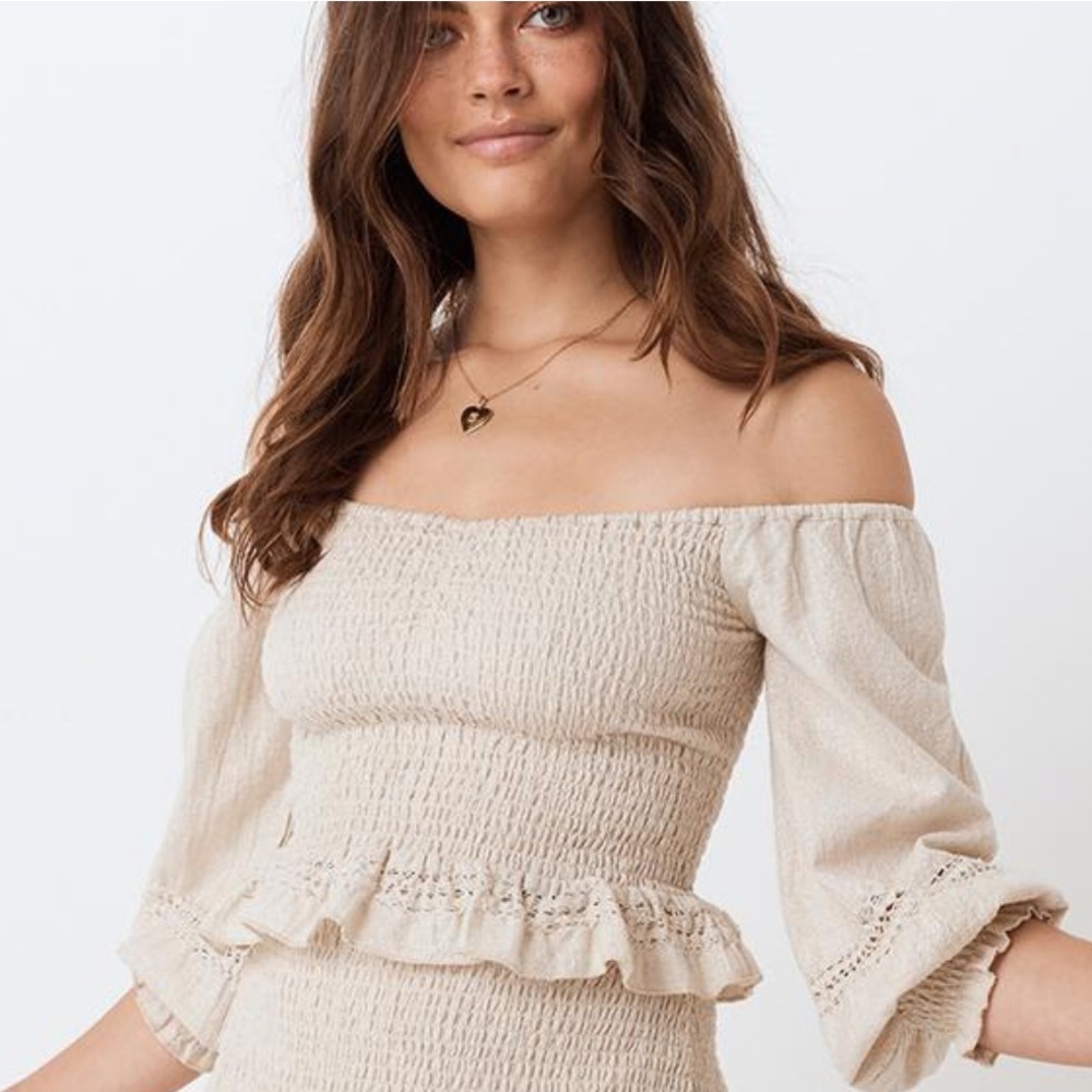 SPELL Lola Rouched Off the Shoulder Top Rare